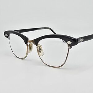 Artcraft 1/10 12K GF Gold Black Cat Eye Eyeglasses Frame USA 42-18-139